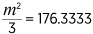 eme al cuadrado, entre tres, es igual a, ciento setenta y seis punto tres mil trescientos treinta y tres